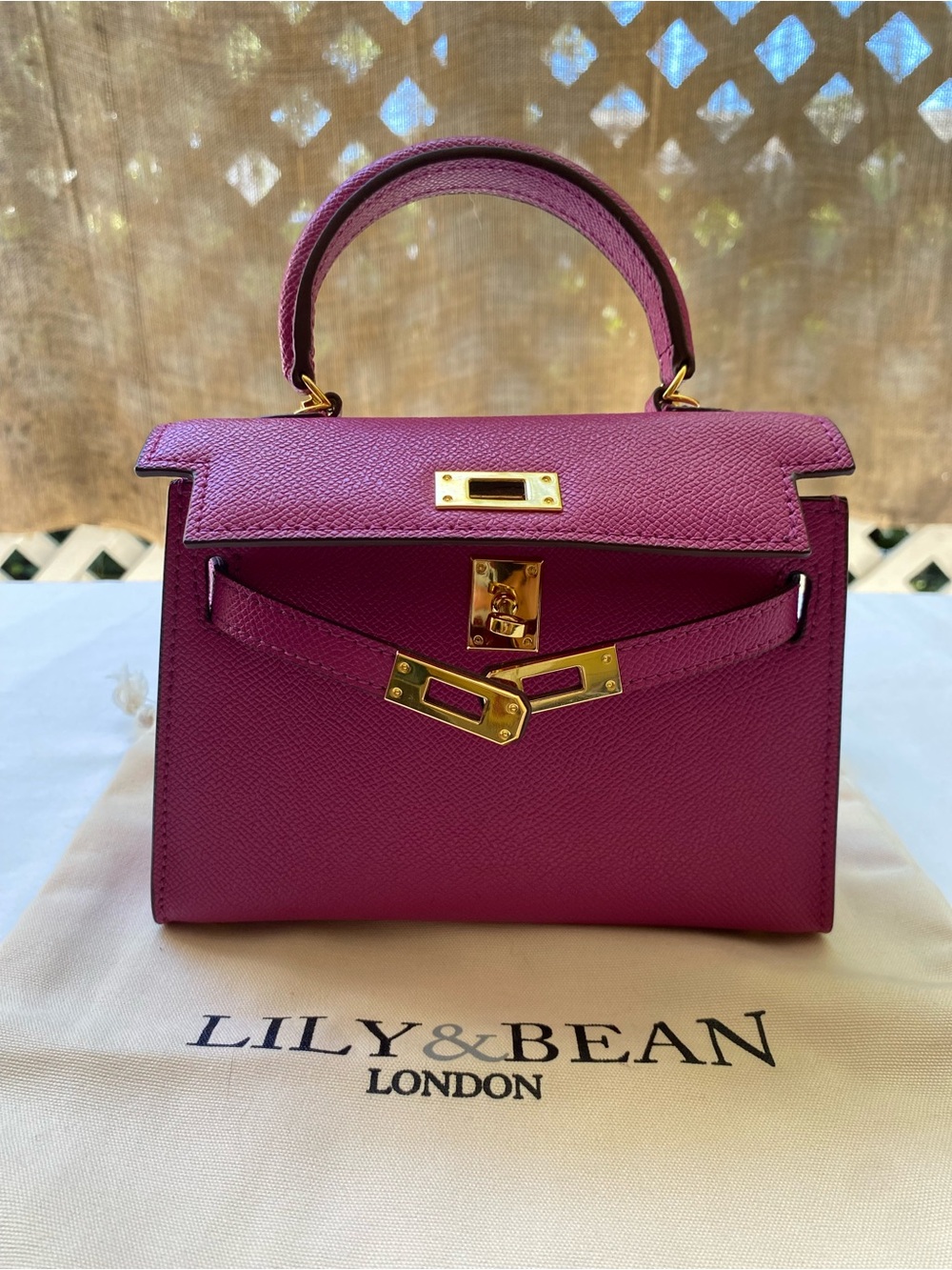 Lily & Bean Purple Pink Leather Top-Handle Kelly Bag